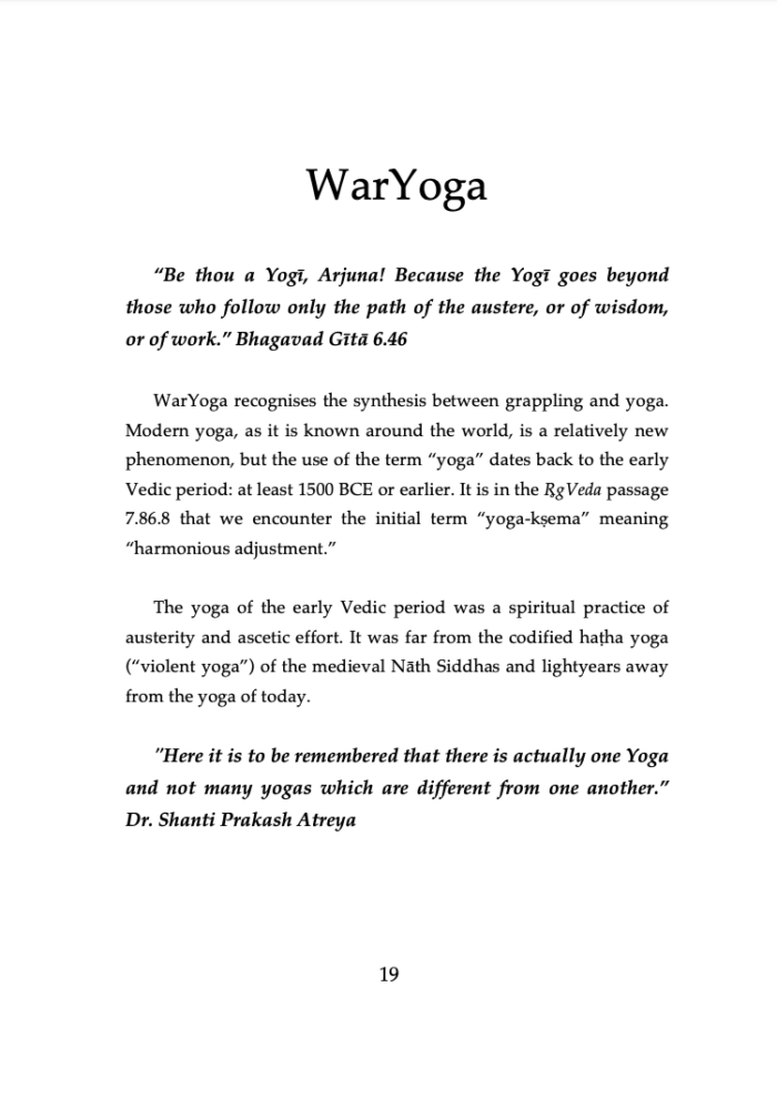 WarYoga Book page